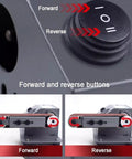 Mini Electric Wet Dry Bench Sander With Variable Speed Control Up To 13000Rpm And Lcd Display showing forward and reverse buttons for operation.