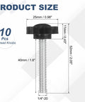 Top Rated 10 Pack 1/4 20 Star Knobs Built Tough For Heavy Duty Shop Use Featuring Durable Metal Construction And No Sweat Grip Design With 1.6 Inch Male Threaded Stud Perfect For Quick Clamping And Solid Jobs. Dimensions of each knob shown.