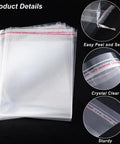 Self Sealing Cellophane Bags For Shirts And Clothing, Thick Resealable Poly Bags With Adhesive Seal, 10 By 14 Inches, 100 Pack