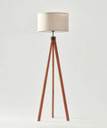 Mid Century Tripod Floor Lamp With Dimmable LED Solid Wood Legs Tall Tree Style Lamp For Living Room Cozy Reading Office Decor Modern Lighting For Any Space Havana Brown