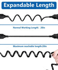 Hella Heavy Duty Retractable 4 Pin Trailer Wire Extension With Solid 18awg Rv Hookups And Gunk Resistant Dust Cover showing expandable lengths of 20in and 28in.