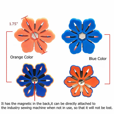 Magnetic Thread Cutter For Craft And DIY Sewing Flower Shape Yarn Cutter Super Handy Sewing Tool Blue and Orange