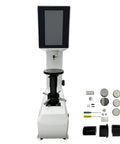 Kickass Digital Rockwell Hardness Tester With Slick Touchscreen Display and Pro Level Precision for Steel Plus Heat Treated Metals, showing front view.