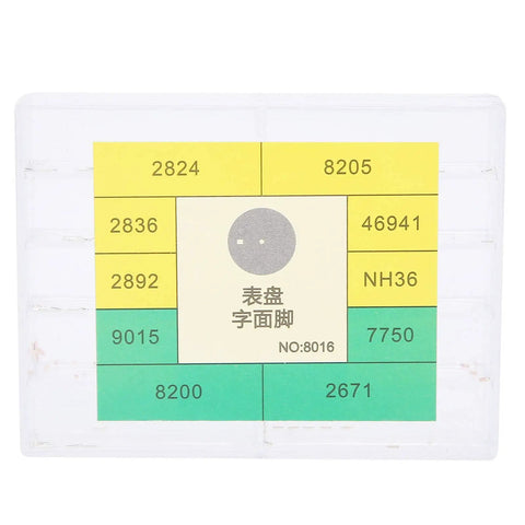 Watch Dial Feet Repair Kit For NH35 Movements With Tiny Screws And Mini Screwdrivers box with labels and parts compartments.