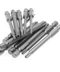 Premium 50 Pc Magnetic Screwdriver Bit Set With Extra Long 75mm Security Heads Includes Torx Star Hex And Spline Bits For Heavy Duty Jobs In A Tough Rugged Carrying Box Perfect For Any Garage Or DIY Project Ready To Handle Any Tough Screws, assorted bits close-up