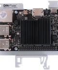 Solid Grip Din Rail Mount For Raspberry Pi Featuring Killer Cooling And Innovative Micro Usb Strain Relief For Hassle Free 35 Mm Rack Installation And Sweet Labs, showing detailed view of ODROID-C2 board with cooling fins.
