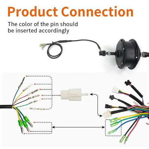 Waterproof 9 Pin Ebike Extension Cable For Controller To Motor, 60cm 130cm 160cm Length, 36V 48V 52V 250W-1200W Conversion Wire With Sealed Connector And Hall Sensor Leads