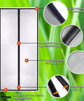 Pet Friendly Magnetic Screen Door With Fiberglass Mesh Easy Install Sliding Screen For Doors Lets Breeze In While Keeping Bugs Out Durable Mesh Door Net For Patio Or Back Door, with close-up of features like velcro and magnets.