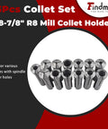 Pro Grade 13 Piece Collet Set One Eighth To Seven Eighth Inch R8 Mill Collet Holder For CNC Engraving Machines