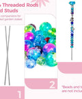 All In One 304 Stainless Steel Threaded Rods And Studs Kit shown with colorful beads and decorative stake example