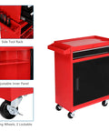 Five Drawer Rolling Tool Chest With Lockable Wheels Detachable Top And Adjustable Shelf Plus Bottom Cabinet For Heavy Duty Garage Workshop Shop And Warehouse Tool Organizer red steel chest with side tray, cabinet, and lockable casters