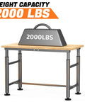 Adjustable Workbench With Rubberwood Top For Home Garage Heavy Duty Work Table Height Adjustable From 29 To 41 Inches Supports Up To 2000 Lbs