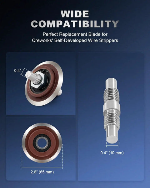 Cable Stripper Replacement Blade For 0.06 In To 1 In Copper Wires shown with dimensions for wire strippers