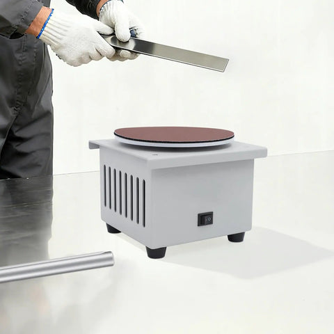 6 Inch Variable Speed Flat Disc Polishing Machine And Bench Grinder with sanding disc, used for sharpening tools and knives.