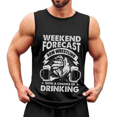 Lightweight Cotton Muscle Tank Top For Guys, Breathable Slim Fit Sleeveless Undershirt With Moisture Wicking, Tagless Gym Workout Vest For Summer Fitness And Straight Up Comfy Daily Grind, black color with graphic design