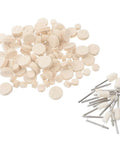 120-Piece Wool Felt Polishing Wheel Set With Mandrel For Drill And Rotary Tools, white wool felt wheels and mandrels