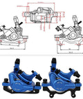 Mountain Bike Aluminum Alloy Disc Brake Kit Featuring Killer Grip And Slick Cable Actuation For Front Rear Wheel Setup showing caliper design and blue finish.