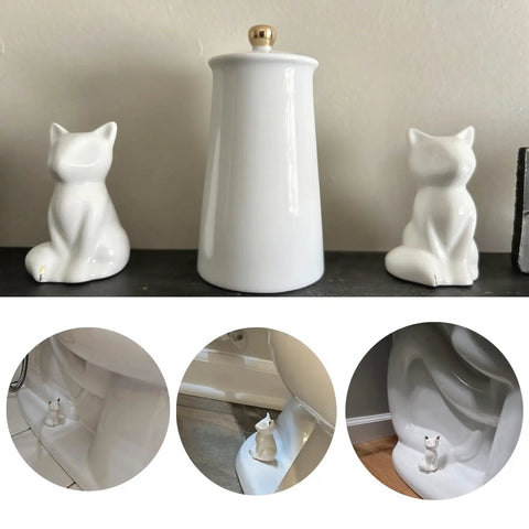Sharp Ceramic Toilet Bolt Caps 2 Pack White Cat Design Decorative Screw Covers Halt Rust And Keep Your Bathroom Floors Looking Crisp With No Sweat Clip On Installation For Casual Homeowners, displayed on bathroom decor.