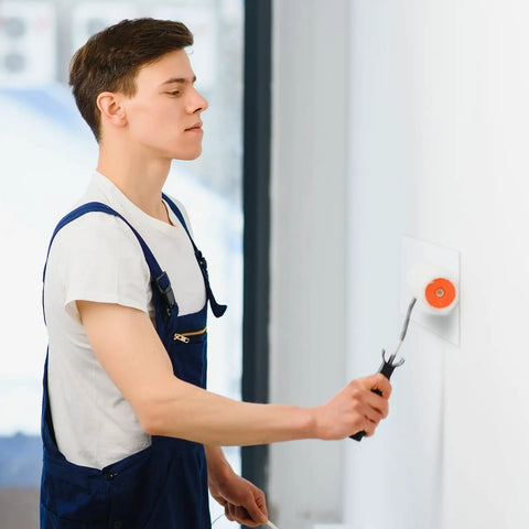 Man using a roller for painting a wall panel from the 2 Pack 8 By 8 Inch White Pvc Plumbing Access Panel For Drywall With Slick Hinged Door No Fuss Setup Smooth Flush Fit Heavy Duty Removable Wall Hole Cover Contractors Swear By This.