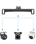 Universal Car Rear View Camera License Plate Bracket Mount With Upgraded Full Stainless Steel Construction, featuring three camera options