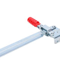 Beefy Heavy Duty Iron Galvanized Toggle Clamp With 180kg Clamping Force, iron construction, red handle, side view
