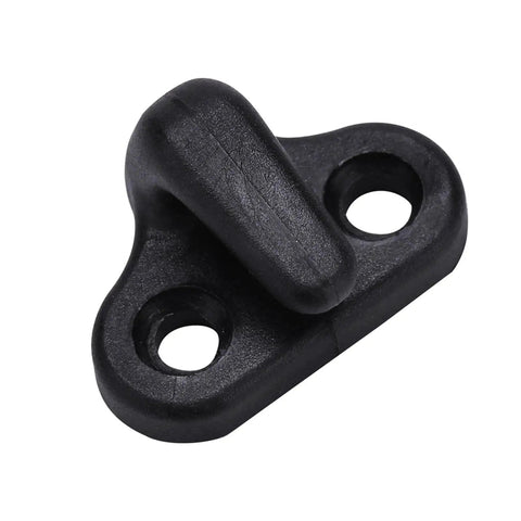 Dang Solid Nylon J Hook Lashing Hardware With Stainless Steel Screws Rig Up Kayak Canoe And Boat Gear For Weekend Adventures Double Eye Mounts close-up of black nylon hook.