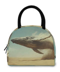 Whale Desert Jump Insulated Lunch Bag For Women Men with full-body whale print and easy carry handle