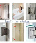 Installation of 90 Degree Glass Door Hinge Stainless Steel Wall Mount Frameless Glass Fixing T Clip for Shower Enclosures