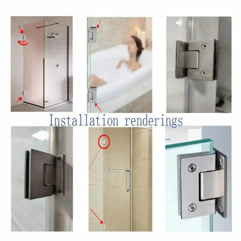 Installation of 90 Degree Glass Door Hinge Stainless Steel Wall Mount Frameless Glass Fixing T Clip for Shower Enclosures