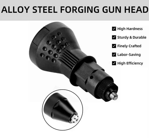 Cordless Rivet Gun Adapter Kit Converts Drill To Rivet Nut Tool, alloy steel forging head, black, durable design