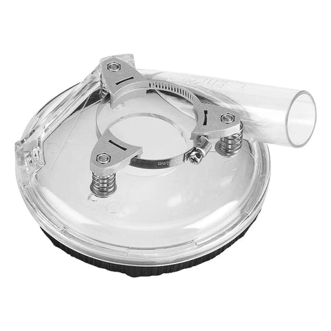 Universal Angle Grinder Dust Cover And Guard For 4 And 5 Inch Pro Polishing Machines featuring a clear guard and mounting bracket.