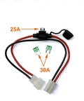30A fusible circuit breaker and fuse socket kit with wires for 36V 48V 1000W brushed DC motor controller, includes 3 fuses.