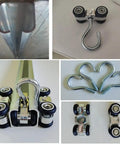 Track System Divider Curtain hardware, including rolling hooks and aluminum track for easy installation in garage or workshop.