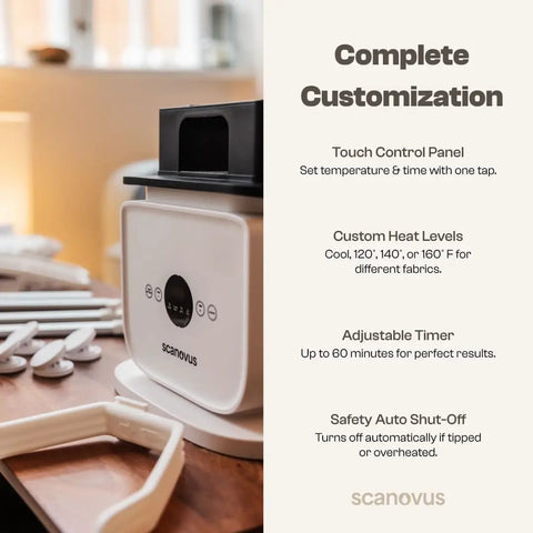 Automatic Ironing Machine 4.0 for Home Use in a modern room setting, showcasing touch control panel and customization features