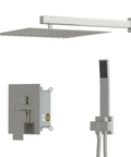 Dcolora 10 Inch Rain Shower System with Handheld Shower, featuring square overhead and handheld showers in a sleek design.