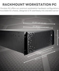 Bad Boy 4U Rackmount Workstation Running Snappy Ryzen 9 9950X Chipset Nvidia Rtx Pro 6000 Graphics with dimensions marked.