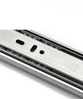 Close-up of Stainless Steel Drawer Slides Soft Close Track 10 To 22 Inch Full Extension Ball Bearing Three Section Rails