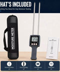 Portable Hay Moisture Meter With Probe Quick Accurate Digital Readout Today For Farms Keeps Hay In Check To Prevent Mold Spoilage And Quality Degradation. includes carrying bag and manual