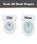 Comparison of old and new toilet bowl seals showcasing compatibility with all bowl shapes for Heavy Duty Toilet Plunger.