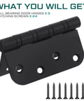 Beefy 3 Pack Black 4 By 4 Inch Ball Bearing Door Hinges Stainless Steel Heavy Duty Exterior Hinges with screws and hardware