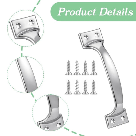 4 Pack Stainless Steel Garage Door Handle Set With 6 Inch Heavy Duty Gate Handles Included 16 Screws Ideal For Screen Doors Shed Doors Wooden Fences Outdoor Use Silver Finish