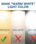 Comparison of warm white 3000K with cool white 4000K and day light 6000K for Low Voltage Landscape Lighting 10 Pack 5W COB LED