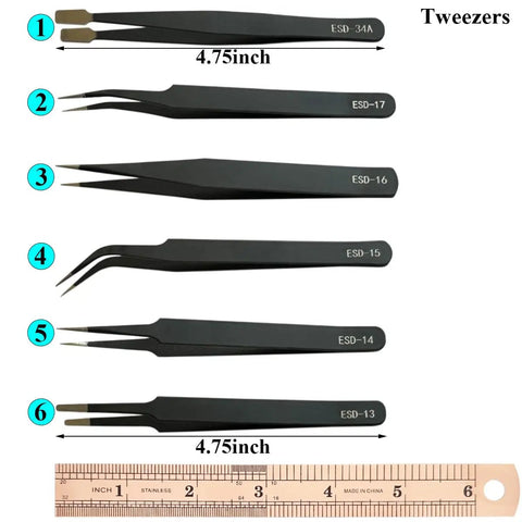 32 Piece DIY Model Tool Kit For Dollhouse Miniatures And Hobby Building Essential Craft Tool Set tweezers with 4.75 inch ruler