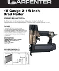 Heavy Duty Pneumatic Brad Nailer delivers top notch performance with precision depth settings for trimming and finish carpentry work.