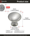 Round Satin Nickel Cabinet Knobs 20 Pack For Kitchen And Bath By Homdiy, Solid Zinc Alloy Drawer Pulls, One And One Eighth Inch Diameter