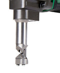 Close-up of 18V Cordless Nibbler For Metal Panels Beasts At Cutting Through Mild Steel with 3-stop die holder