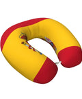 Spanish Flag Print U Shaped Travel Pillow With Memory Foam Core For Napping On Planes Cars Trains Home Or Office And Cervical Neck Support For Relaxed Comfort.