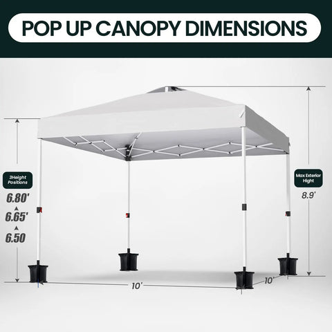 Pop Up Canopy 10x10 Easy Up Tent With Wheels Heavy Duty Beach Shade Shelter For Parties And Events Portable Gazebo dimensions