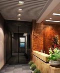 Recessed LED Ceiling Light, Downlight illuminating hallway with sleek design, enhancing modern decor and atmosphere.