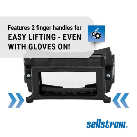Flip Front Adapter For Welding Helmets With Nylon Lift Front Retainer, front view showing two lift-up finger handles for easy lifting.